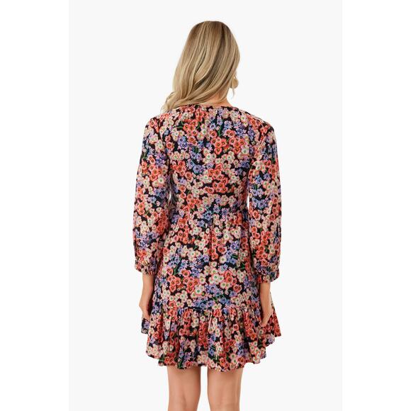 NWT Banjanan Black Monarch Macaw Mini Floral Fall 100% Cotton Dress Pink XS - Picture 2 of 8